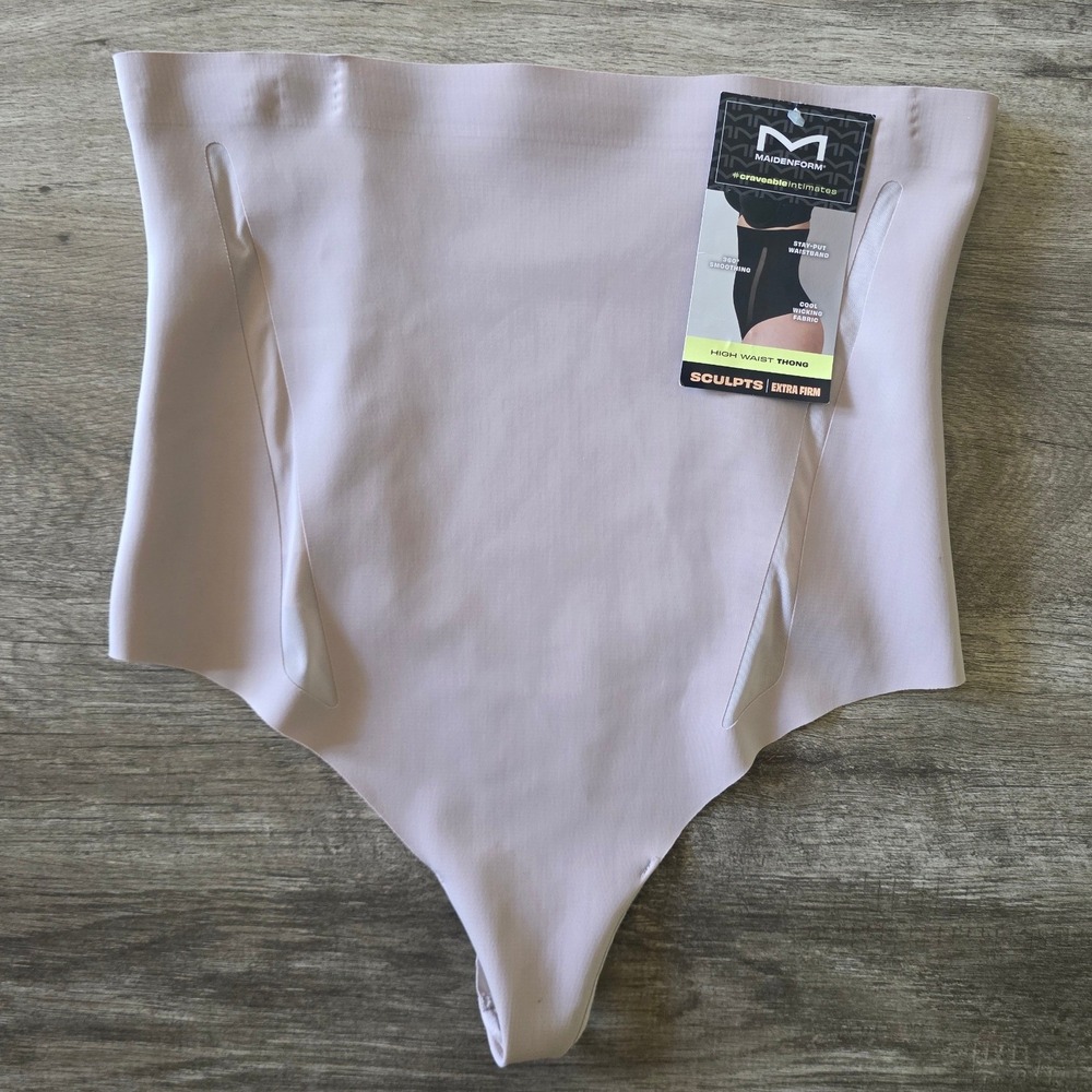 Maidenform High Waist Thong Extra Firm Sculpting Shapewear Nude XL/XG NEW